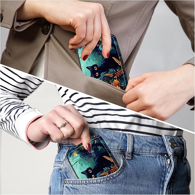 Credit Card Holder, Mini Aluminum Card Wallet RFID Blocking Slim Metal Hard Card Case for Women Men, Pretty Cat