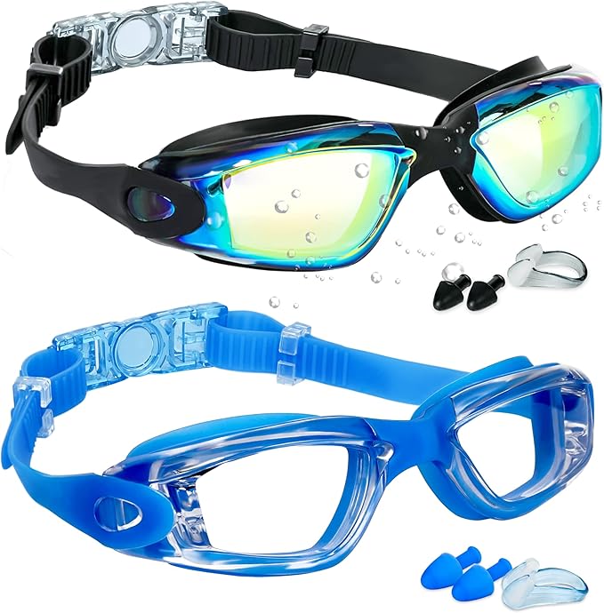 EWPJDK Swim Goggles - 2 Pack Swimming Goggles Anti Fog No Leaking For Adult Women Men