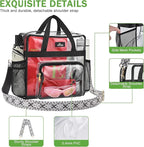 MAY TREE Clear Bag for Stadium Events, 12x6x12 Clear Tote Bag with Removable Strap, Transparent Bag for Concert Sports Gym, White Block-Strap