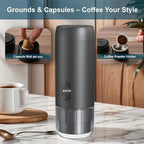 Portable Espresso Maker, 20 Bar, Travel Coffee Maker with USB Charging, Compatible with Ground Coffee & Capsules (NS), Waterproof, for Camping, Hiking, RV, Car, Office