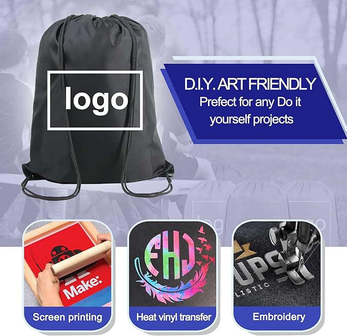 BeeGreen Black Purple Drawstring Backpack Bags Bulk 2 Pack X-Large 22.4" L x 17.5" W Sports Cinch Sack Gym String Bags Machine Washable Heavy Duty String Backpack For Men Women
