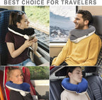 BUYUE Travel Neck Pillows for Airplanes, Memory Foam 360° Head Support Sleep for Long Flight, Skin-Friendly & Breathable, Kit with Eye Mask, Earplugs and Storage Bag (Adult, Navy, 90+ lbs)