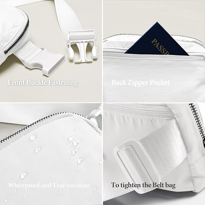 YOSHUYUKI Fanny Pack Crossbody Bag Trendy Waterproof Small Sling Cross Body Purse for Women Men Fashion Waist Packs Mini Belt Pouch Chest Bum Hip Bag Lulu Dupes for Travel Vacation Running Frost