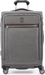 Travelpro Platinum Elite Softside Expandable Checked Luggage, 8 Wheel Spinner Suitcase, TSA Lock, Men and Women, Vintage Grey, Checked Medium 25-Inch