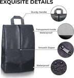 Shoe Bags For Travel, Used As For Storage or Shoe Travel Bag, Space Saving When Travelling With This Travel Shoe Bags For Packing, Featuring Waterproof Nylon Sneaker Bag. (Black, 2 Pack, Large)