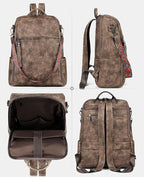 FADEON Leather Laptop Backpack for Women Designer 15.6 inch PU Laptop Bag, Ladies Travel Computer Work Backpack Grey