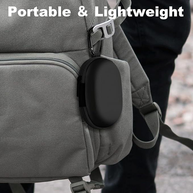 Oval Earbud Case Portable EVA Carrying Case Storage Bag Cell Phone Accessories Organizer with Carabiner for Earphone, Earbud, Earpieces, SD Memory Card, Camera Chips, Black1