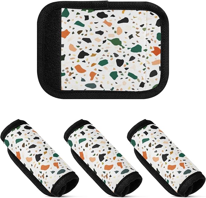 4 Pack Colored Fragments Luggage Handle Wrap, Detachable Luggage Tag, Neoprene Suitcase Wrap with Comfort Grip & Bright Identifier for Suitcase, Travel Bag, Sports Bag