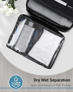 Maliton Toiletry Bag for Men & Women Travel Toiletry Bag Hanging Toiletry Bag Hygiene Bag with 4 Compartments Waterproof Bathroom Shower Bag for Traveling(Black)