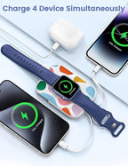 RORRY CharmGo Portable Charger, 5000mAh Portable Charger Power Bank with Built-in Cables, Travel Keychain Battery Pack for Apple Watch and iPhone Air/17/16/15/14/13/12, Graffiti