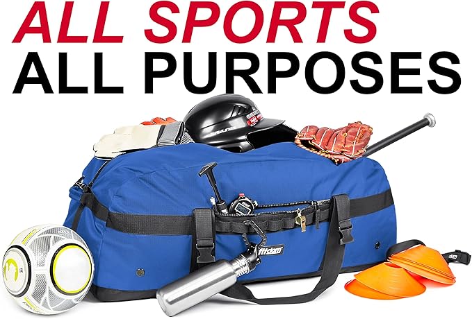 Fitdom 132L 36" Heavy Duty Extra Large Sports Gym Equipment Travel Duffel Bag W/Adjustable Shoulder & Compression Straps. Perfect for Soccer Baseball Basketball Hockey Football Team Coaches & More
