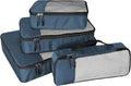 WTREE 4-Piece Packing Cubes Travel Accessories Set for Suitcases - Luggage Organizer Bags with Double Zipper - Mesh Top - Small/Medium/Large/Slim - Dark Blue