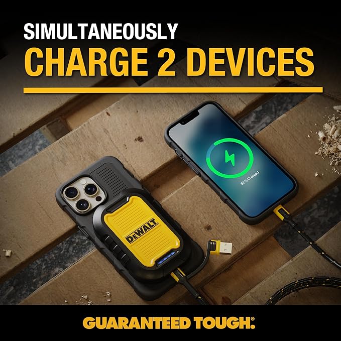 DEWALT Magnetic Power Bank 5,000mAh and 49.5W USB & USB C Wall Charger, Power Delivery