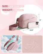 Smasrob Fanny Pack for Women, Crossbody Sling Bag Waist Bag with Multiple Pockets and Adjustable Strap, Pink