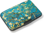 Credit Card Holder, Mini Aluminum Card Wallet RFID Blocking Slim Metal Hard Card Case for Women Men, Almond Blossom