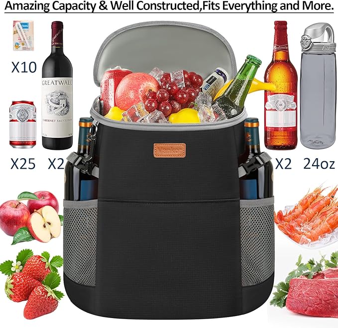 Camping Cooler Backpack 30 45 Cans, Soft Backpack Coolers Insulated Leak Proof Travel Cooler Bag Waterproof Lunch Picnic Beach Work Trip Thermal Bag Drink Beverage Beer Bag Cooler