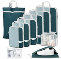 Percover Compression Packing Cubes 10-Piece Set, Packing Cubes Compression for Travel with Toiletry Bag, Laundry & Shoe Bag, All-in-One Travel Organizer for Carry On & Checked Luggage, Peacock Green