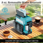 Cordless Coffee Maker for Makita 18V Battery, 3 Brewing Options Drip Coffee Maker with Coffee Grinder, Portable Single Serve Coffee Makers for Camping, Travel, and Jobsite. (Tool Only)