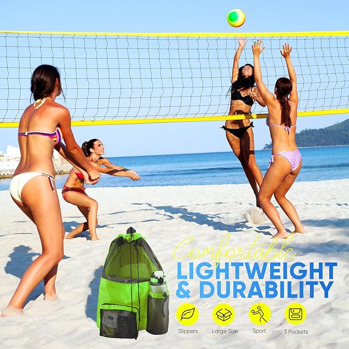 HOHOM Swim Mesh Beach Bag, Waterproof Gym Bags for Women and Men, Large Pool Bag Swimming Gear Drawstring Backpack