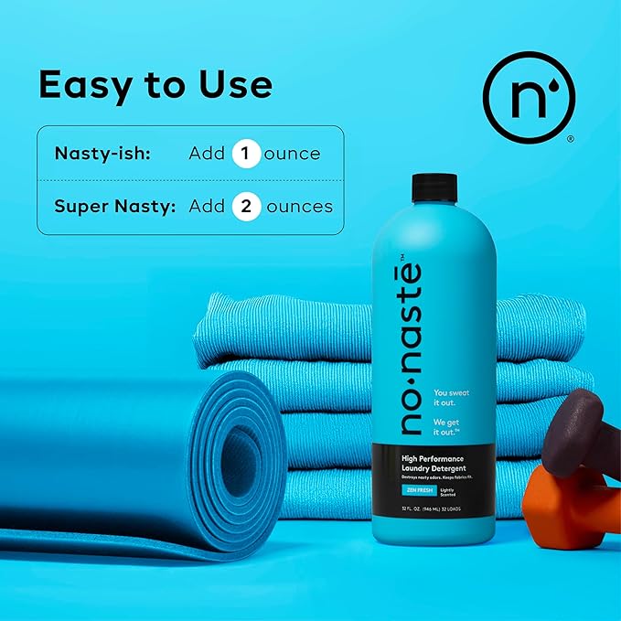 Nonaste Zen Fresh Activewear Laundry Detergent (32 Fl Oz, Pack of 1) – High Performance Detergent, Eliminates Trapped Sweat & Odors | Laundry Safe for Fabrics and Sportswear, Fresh Scent, 32 Loads