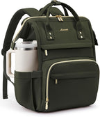 LOVEVOOK Laptop Backpack for Women with Giant Tumbler Holder Pocket,17 inch Waterproof Travel Backpack Purse Computer Laptop Bag,Professional Work College Nurse Teacher Backpack Daypack,Olive Green