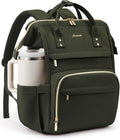 LOVEVOOK Laptop Backpack for Women with Giant Tumbler Holder Pocket,15.6 inch Waterproof Travel Backpack Purse Computer Laptop Bag,Professional Work College Nurse Teacher Backpack Daypack,Olive Green