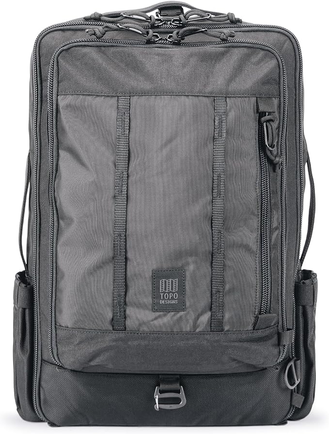 Topo Designs Global Travel Bag – 30L or 40L - Carry-On Compliant Most Airlines, Durable Travel Duffel Bag, Clam Shell Main Pocket, Laptop Sleeve, Backpack, Luggage (30L / Black)