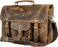 RUSTIC TOWN Leather Messenger Bag for Men - Full Grain Leather Briefcase Laptop Satchel Office Crossbody Travel Bag