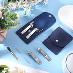 Geosar 50 Set Travel Manicure Kit Bulk Professional Nail Clippers Pedicure Nail Care Tools Grooming Stainless Steel Set with Portable Travel Case, Gift for Christmas Men Women(Navy Blue)