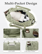Quilted Travel Duffle Bag for Women Medium Weekender Bag Puffer Overnight Bag Large Soft Puffy Duffel Bag Carry-On Gym Bag Lightweight Personal Item Travel Bag for Trips Business Sport Airplane