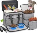 6 Set Dog Travel Bag, Large Pet Travel Kit for Supplies Includes 2 Food Containers, 1 Pet Organizer for Dogs, 2 Collapsible Bowls, 1 Treat Pouch, Dog Weekend Overnight Bag Luggage