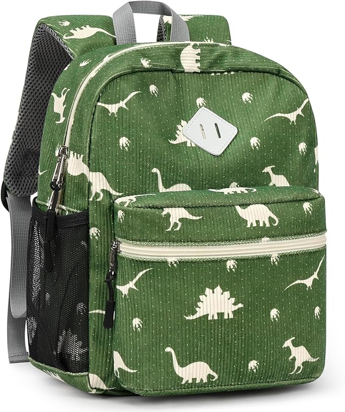 STEAMEDBUN Corduroy Toddler Backpack for Boys Girls 2-4, Kids Preschool Backpack for Kindergarten - Dinosaur