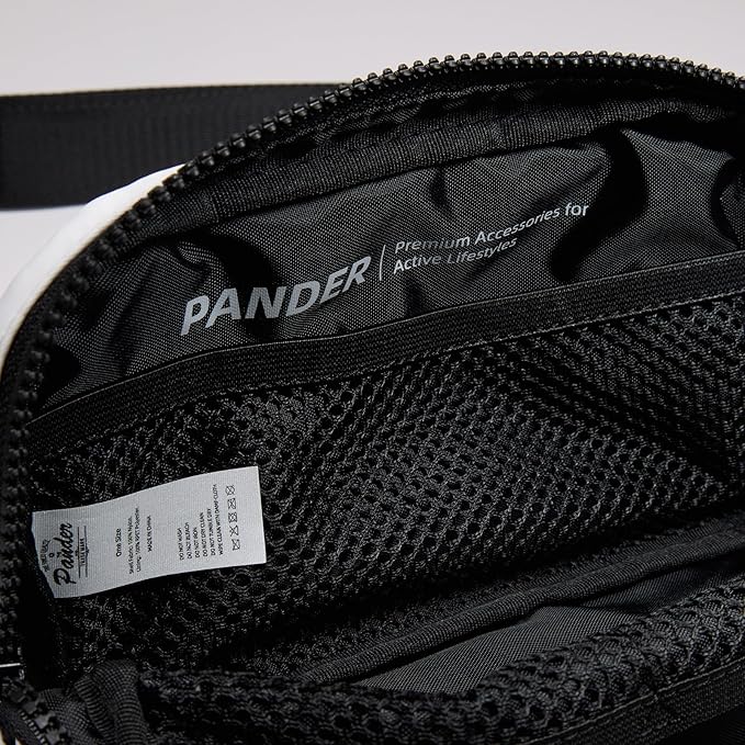 Pander Two Way Zipper Fanny Pack Nylon Everywhere Belt Bag for Women, Water Repellent Waist Packs, Crossbody Bags with Adjustable Strap (White).