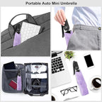 Compact Travel Umbrella for Purse - Flat Handle, Waterproof for Light Rain