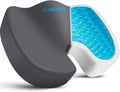 Office Chair Seat Cushion, Cooling Gel Enhanced Memory Foam Cushion for Long Sitting - Back, Sciatica, Coccyx, Tailbone Pain Relief Pillow - for Office, Gaming, Car, Wheelchair - Grey, Large