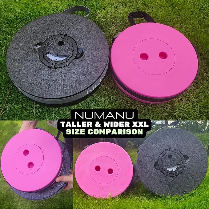 NUMANU 2026 Upgraded XXL Collapsible Stool & 3IN1 Cushioned Carry Bag, 2.7"-19.7" Height Adjustable, Max 1,000lbs Portable Retractable Telescoping Seat, Foldable Camping Stool for Adults (XXL Round)