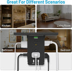 Socket Wall Shelf-CFMASTER 10 Port Surge Protector Wall Outlet, 8 Electrical Outlet Extenders and 2 USB Ports 2.4A, with Removable Built-In Shelf, FCC Listed (2, Black)
