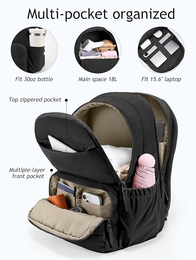 Uselike Travel Backpack for Women, 15.6 Inch Laptop Backpack, Quilted College Bookbag, Cute Work Backpacks, Water Resistant