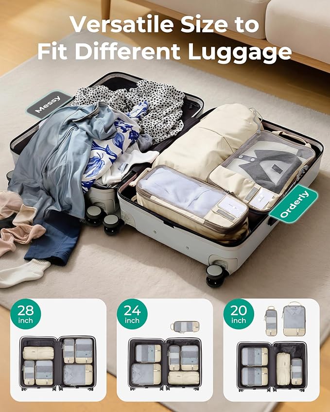 BAGSMART 6 Set /4 Set/2 Set Compression Packing Cubes for Travel, Lightweight Luggage Organizer Bags, Durable Space Saver Bags Travel Essentials