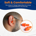 100 Pairs of Orange Reusable Ear Plugs - Individually Wrapped, Providing Ear Protection & Noise Reduction up to 25dB NRR - Bulk Silicone Ear Buds for Motorcycle, Gun Range, Shooting, Sleeping, Work