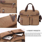 CROCOD 3 In 1 Canvas Convertible Laptop Bag for Men Women, 17.3 inch Laptop Messenger Bag Work Briefcase, Computer Shoulder Bag for Travel Business Office (17.3 Inch, Coffee) | 3 In 1, Multi-pocket