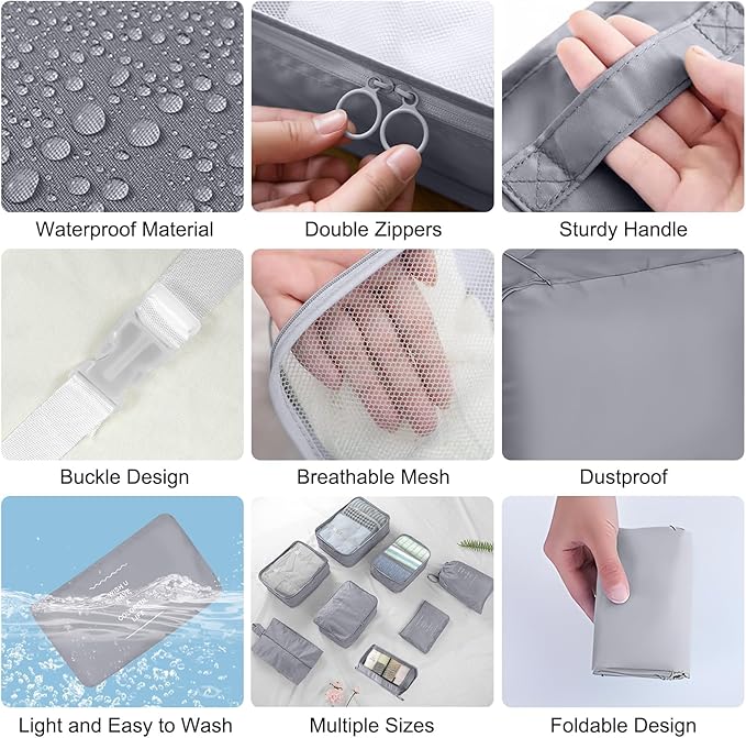 Packing Cubes for Travel-10 Set Luggage Organizer Bags for Family, Mesh Breathable Packing Cubes for Suitcases Durable Travel Essentials Bags Set