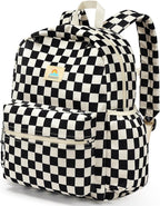 STEAMEDBUN Corduroy Kids Backpack for Girls and Boys 5-8: Boys Backpack for Elementary Kindergarten - 15 inch Cute Backpacks for Kids - Checkered