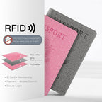 Passport Holder For Women And Men,Passport Cover For Women And Men-Pink&Gray