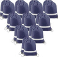 BeeGreen 20 Pieces Navy Blue Drawstring Backpack Bags Wholesale, Reflective String Bag DIY for Women and Men