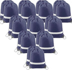 BeeGreen 20 Pieces Navy Blue Drawstring Backpack Bags Wholesale, Reflective String Bag DIY for Women and Men