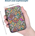 Credit Card Holder, Mini Aluminum Card Wallet RFID Blocking Slim Metal Hard Card Case for Women Men, Pretty Mandala