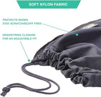 Lewis N. Clark Nylon Drawstring Travel Shoe Bags + Covers for Women & Men, 2 Pair, Charcoal/Black, 1 Pack