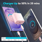 45W Super Fast Charger USB Type C Charger Cord 6.6FT with Android Phone Charger Fast Charging Block for Samsung Galaxy S26/S26 Ultra/S26+/S25/S25 Ultra/S25+/S24/S23/S22/S20/S21/Note 20/Note 10, Pink