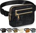 Capolo Fanny Packs for Women Fashion Waist Packs Bag with Adjustable Strap and 4 Zipper Pockets Waterproof Everywhere Crossbody Belt Bag for Workout Running Travelling(Black Camo)